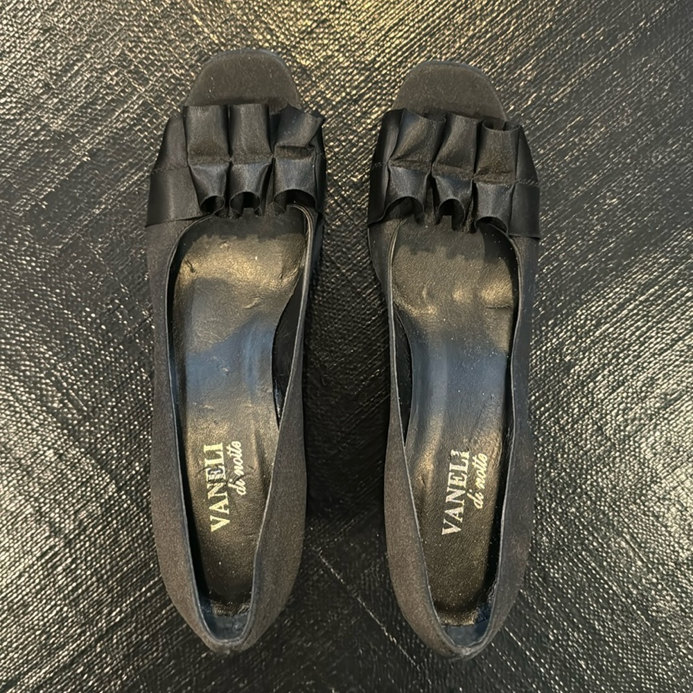 Brand new black satin Van Eli formal shoe